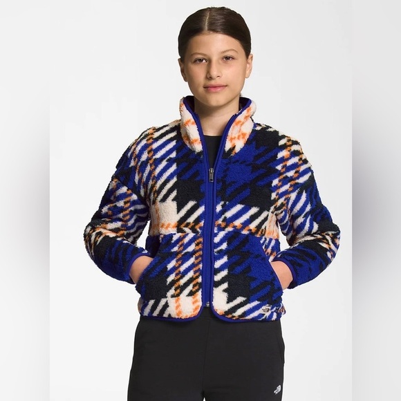 The North Face Girls Printed Campshire Full-Zip Jacket Blue/Orange,size 7/8years - Picture 1 of 11